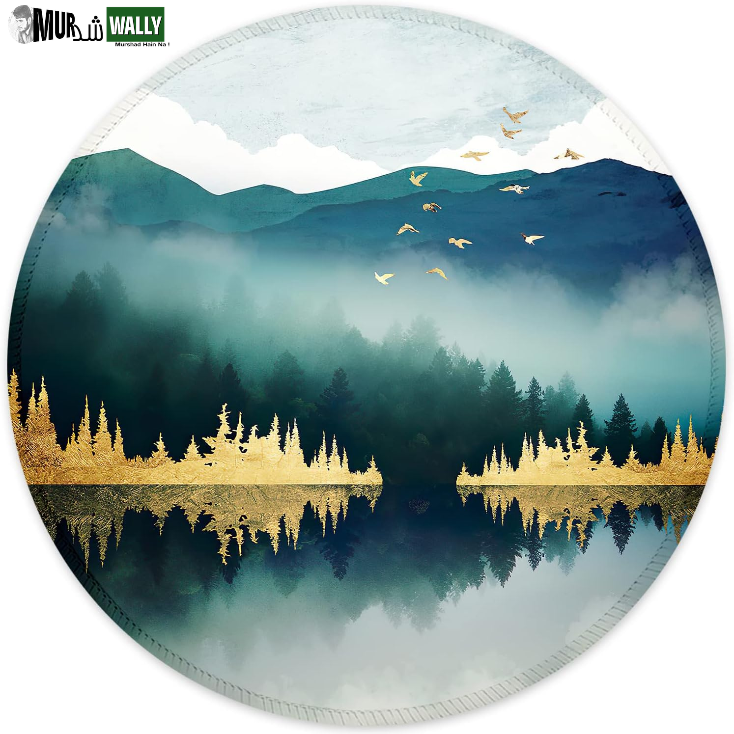 ITNRSIIET round Mouse Pad with Stitched Edge Premium-Textured Waterproof Non-Slip Rubber Base Desktop Protection Mat Diameter 8.7 Inches, Art Style Pattern