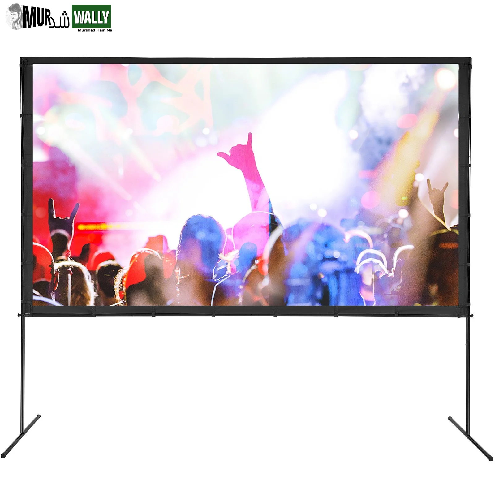 VEVOR Projector Screen with Stand, 120 Inch 16:9 4K 1080 HD Outdoor Movie Screen with Stand, Wrinkle-Free Projection Screen with Bar Feet and Carry Bag, for Home Theater Cinema Backyard Movie Night