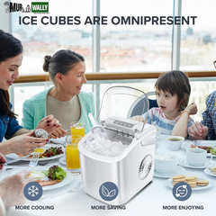26 Lbs/24H Countertop Ice Maker Machine, 9 Bullet-Shaped Ice in 6 Min, Auto-Cleaning, White