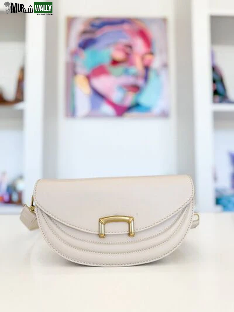 Fame Buckle Closure Crescent Faux Leather Crossbody Bag