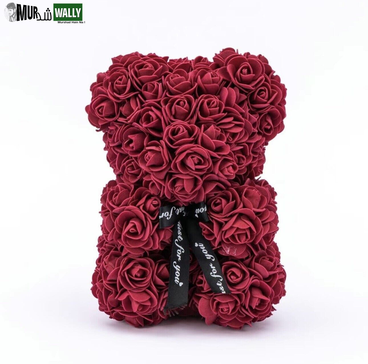 HOT Valentines Day Gift 25Cm Red Rose Teddy Bear Rose Flower Artificial Decorati