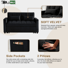 Loveseat Convertible Sleeper Sofa Bed, Black