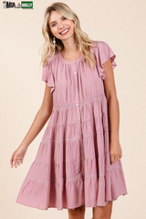 Mittoshop Lace Detail Ruffled Button down Tiered Dress