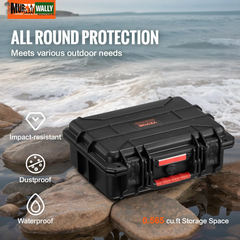 VEVOR 0.56 Cu.Ft Weatherproof Hard Case with Handle Clips Padlock Holes PU Foam Protect Pistol, Microphone, and Camera Equipment
