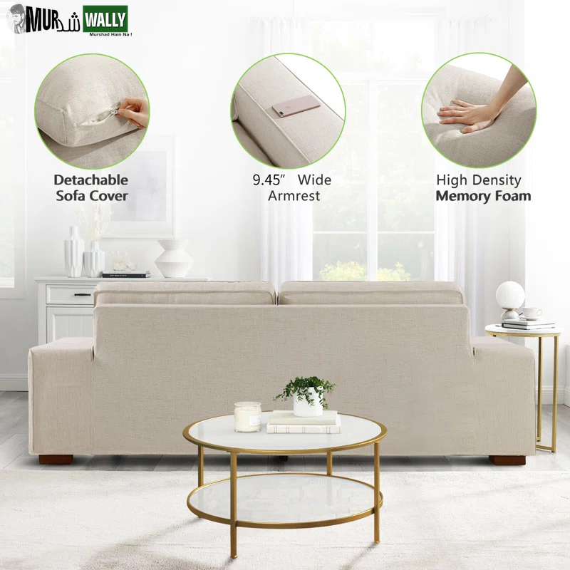 88.58" Luxury Modern Upholstered Sofa for Living Room, Couches with Solid Wood Frame