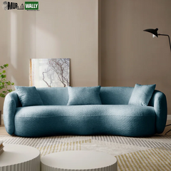 Yazgur 93.6'' Mid Century Modern Curved Living Room Sofa, 4-Seat Boucle Fabric Couch for Bedroom, Office, Apartment