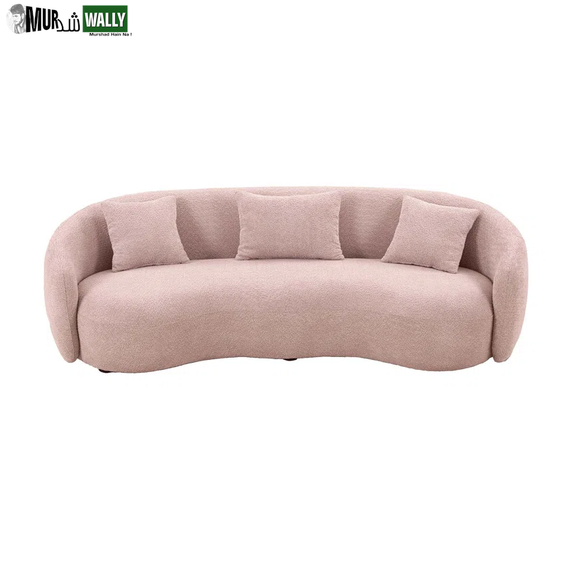 Yazgur 93.6'' Mid Century Modern Curved Living Room Sofa, 4-Seat Boucle Fabric Couch for Bedroom, Office, Apartment