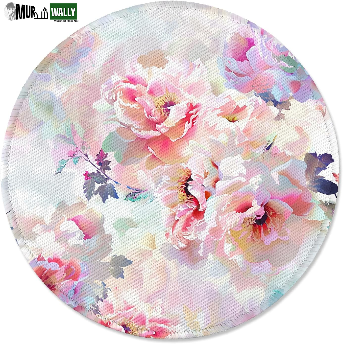 ITNRSIIET round Mouse Pad with Stitched Edge Premium-Textured Waterproof Non-Slip Rubber Base Desktop Protection Mat Diameter 8.7 Inches, Art Style Pattern
