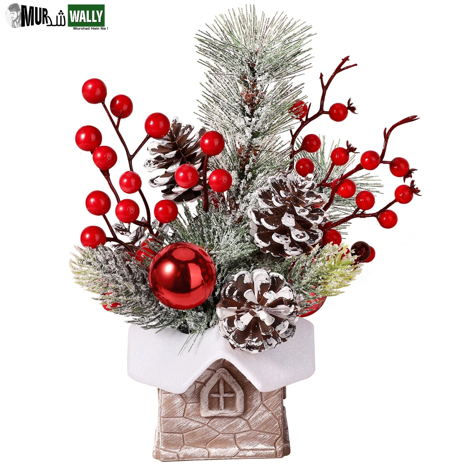 Small Christmas Tree, Artificial Mini Tabletop Christmas Decorations with Christmas Ornaments, for Home Party Thankgivings Christmas Decor Indoor, Silver