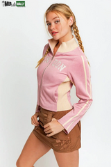Long Sleeve Mock Neck "London" Embroidered Jacket