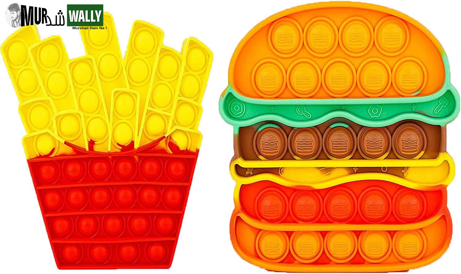 Fidget Toys Pop , Bubble Popping Sensory Fidget Toy for Adults and Children, Push Pop on It Stress Toy for Autism, Sensory Popper Educational Game Toy for Kids（Hamburger & Fries Shapes ）