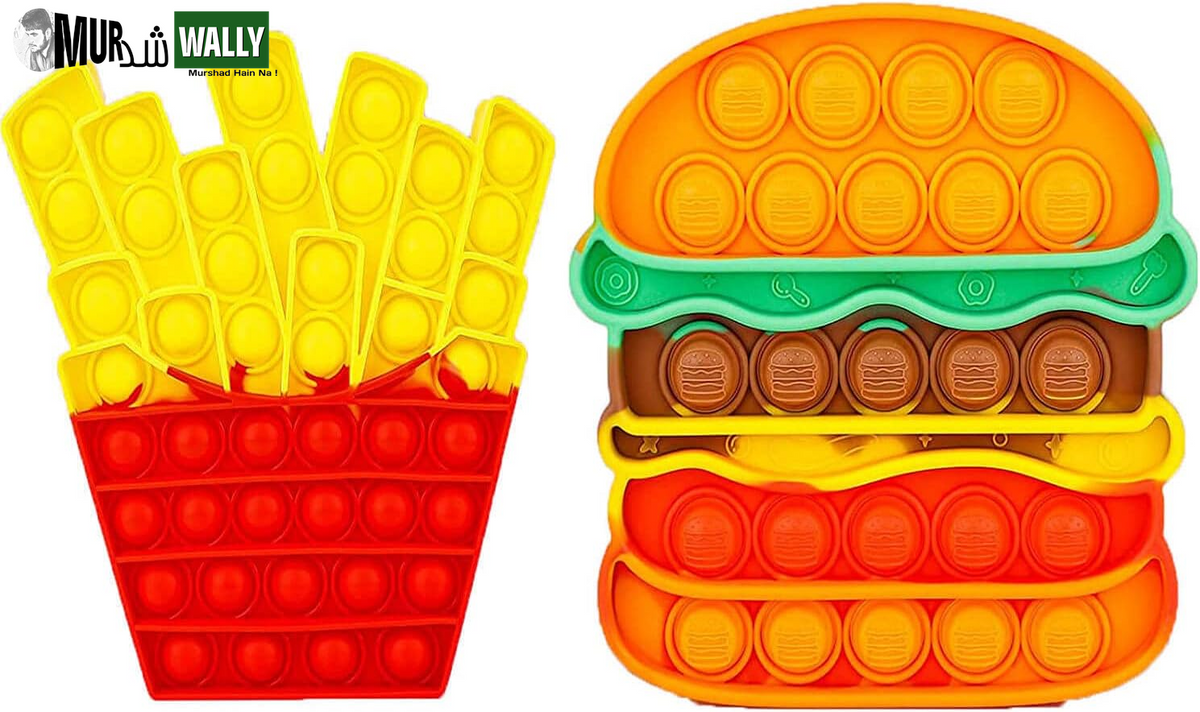 Fidget Toys Pop , Bubble Popping Sensory Fidget Toy for Adults and Children, Push Pop on It Stress Toy for Autism, Sensory Popper Educational Game Toy for Kids（Hamburger & Fries Shapes ）