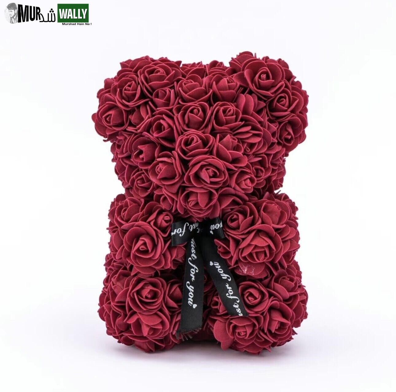 HOT Valentines Day Gift 25Cm Red Rose Teddy Bear Rose Flower Artificial Decorati
