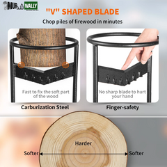 VEVOR Firewood Kindling Splitter, 9''X17'' XL Wood Splitter, Unique V-Shaped Finger-Safety Blade, Manual Log Splitter for Wood Splitting, Heavy Duty Strong Steel Structure & Stability, Log Splitter