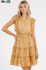 Mittoshop Ditsy Floral Print Ruffle Chiffon Mini Dress