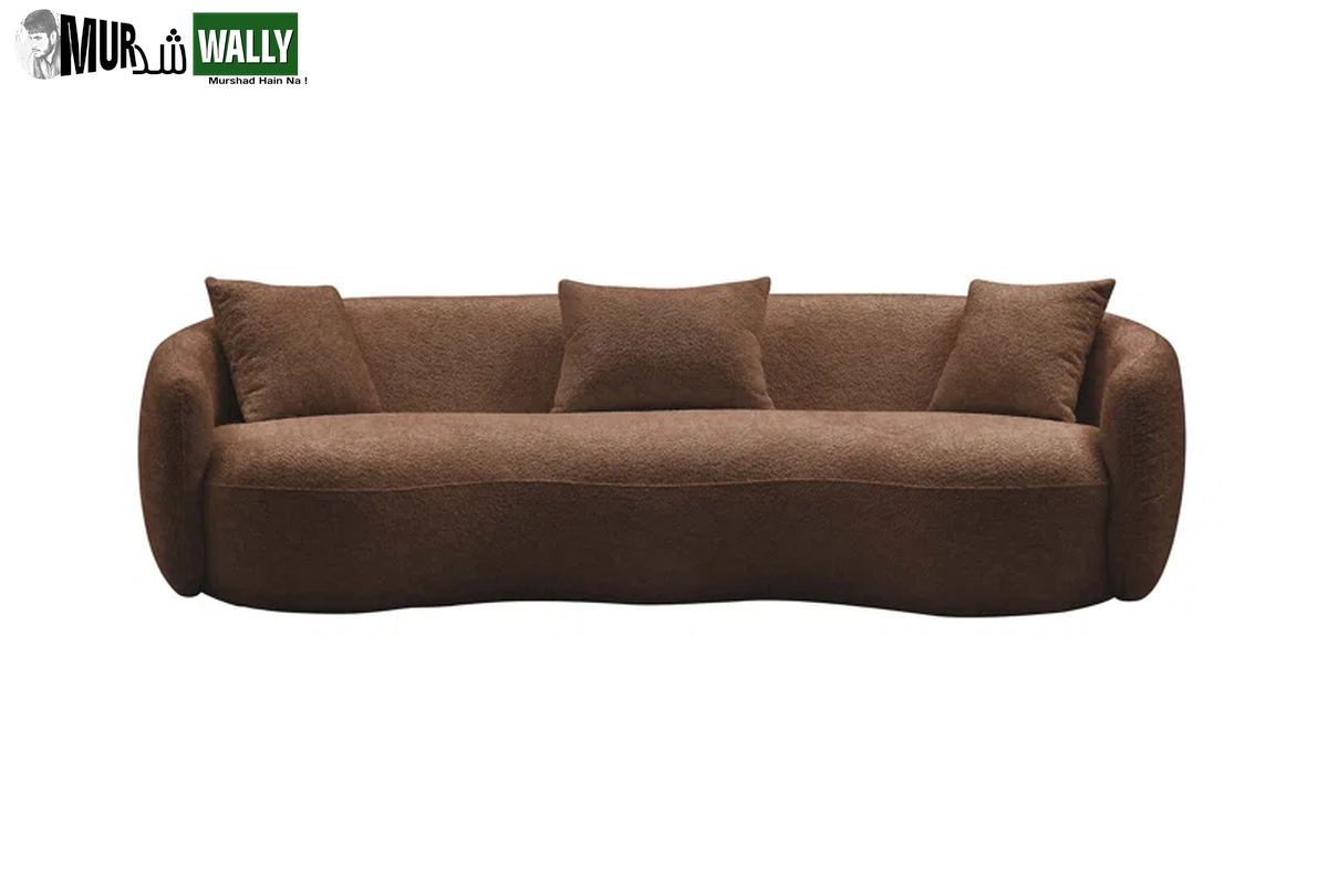 Yazgur 93.6'' Mid Century Modern Curved Living Room Sofa, 4-Seat Boucle Fabric Couch for Bedroom, Office, Apartment