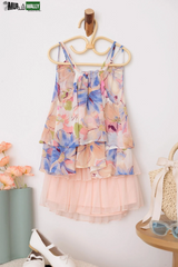 Girls Western Layered Floral Sheer Sleeveless Tops