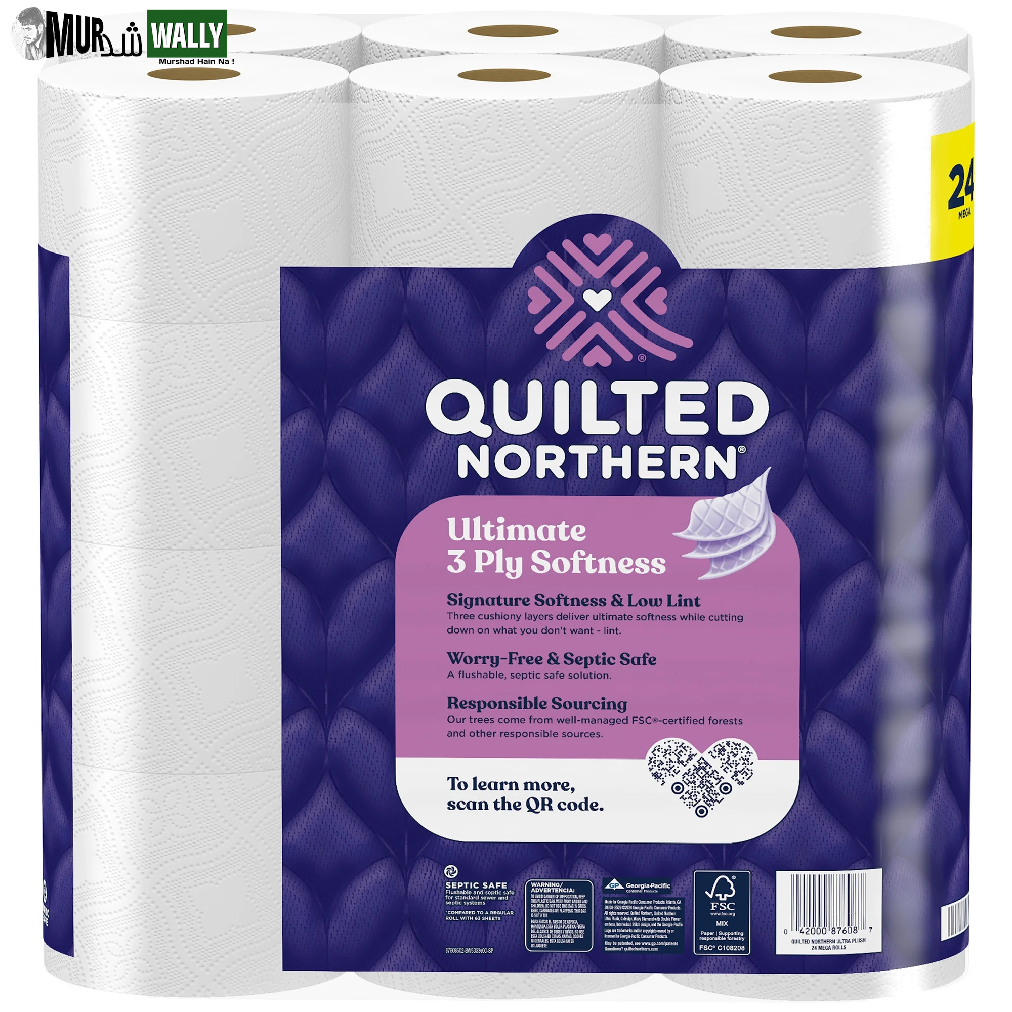 Ultra Plush 3-Ply Toilet Paper, 24 Rolls per Pack