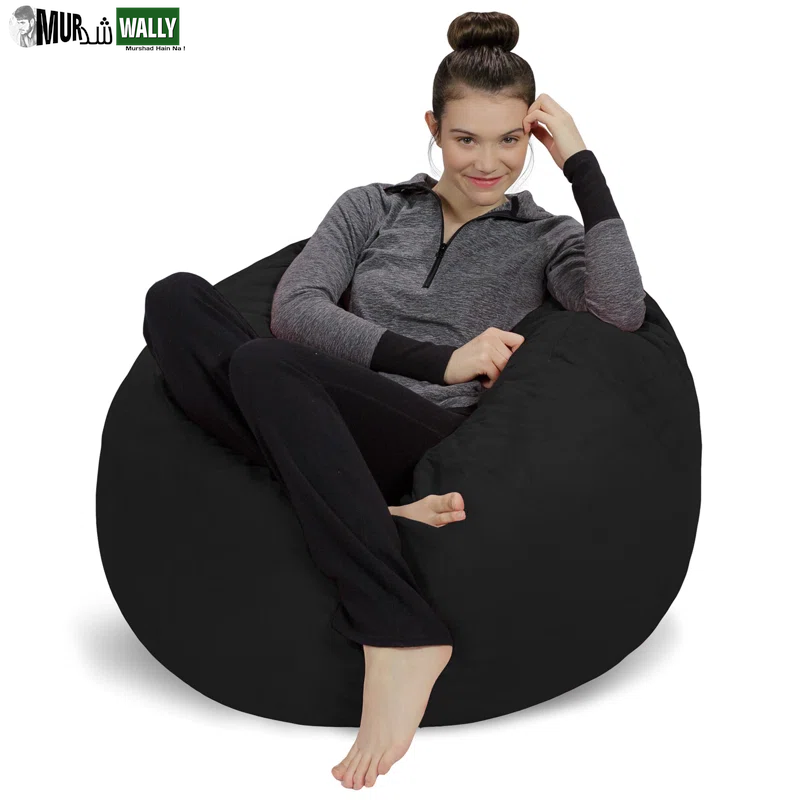 Bean Bag Chair - 3 Ft Shredded Foam Filled round Pouf Chair - Plush, Ultra Soft Memory Foam Filled Bean Bag Chair with Microsuede Cover - Stuffed Foam Filled Furniture and Accessories for Dorm Room