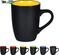 Ceramic Coffee Mug, 1 Pack Large Coffee Mug, 16Oz Restaurant Coffee Mug with Handle, Black Porcelain Mug for Office and Home, Large Ceramic Coffee Cup for Coffee Tea Cocoa Juice, Yellow
