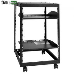 VEVOR 15U Open Frame Server Rack, 23''-40'' Adjustable Depth, Free Standing or Wall Mount Network Server Rack, 4 Post AV Rack with Casters, Holds All Your Networking IT Equipment AV Gear Router Modem