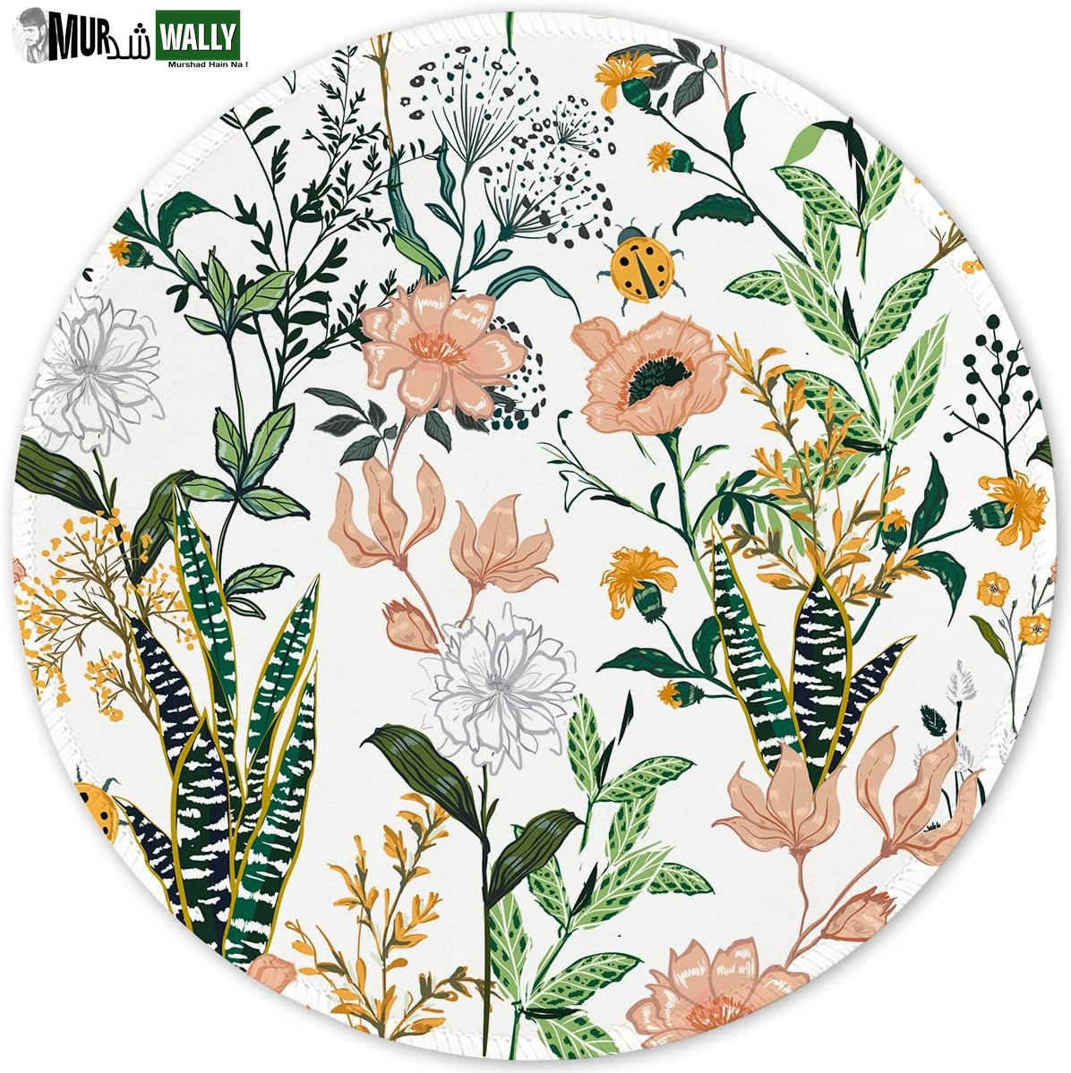 ITNRSIIET round Mouse Pad with Stitched Edge Premium-Textured Waterproof Non-Slip Rubber Base Desktop Protection Mat Diameter 8.7 Inches, Art Style Pattern