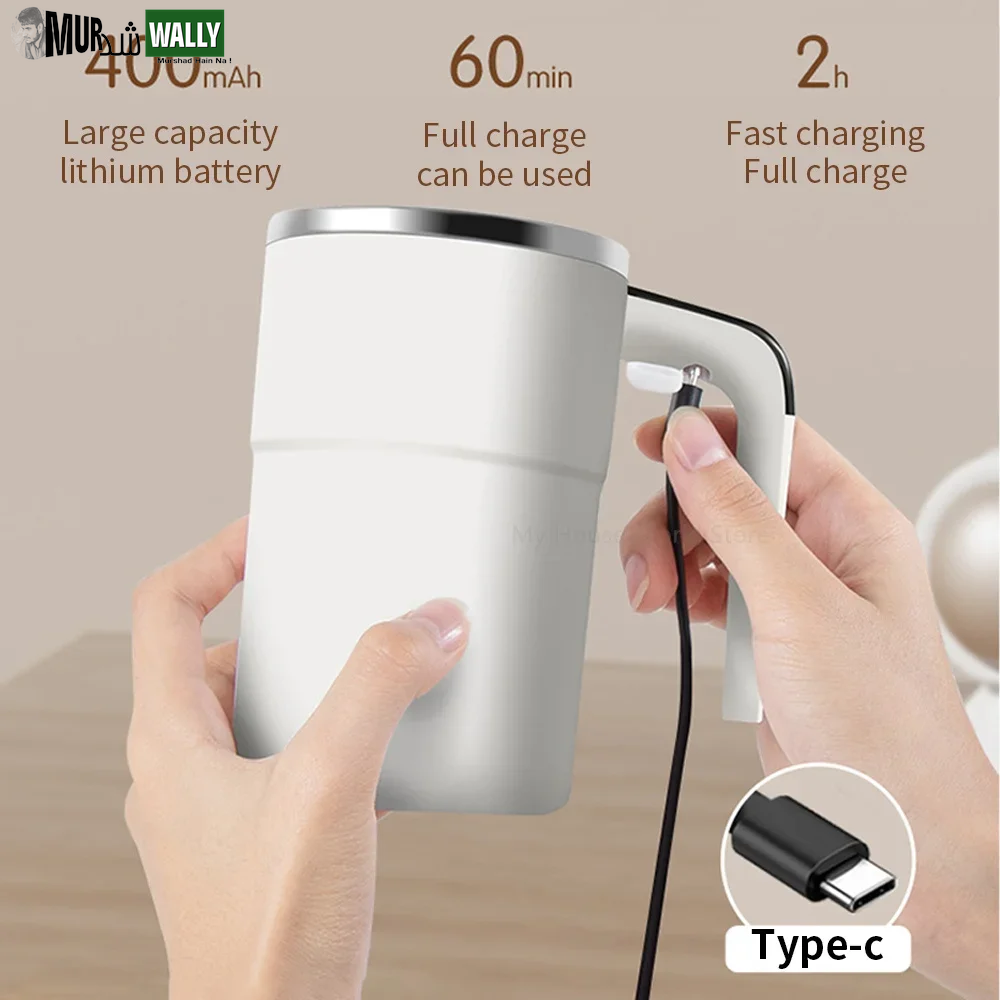 Mini Electric Coffee Self Mixing Mug Waterproof Food Safe Coffee Mug USB Rechargeable Automatic Magnetic Cup for Tea 380ML