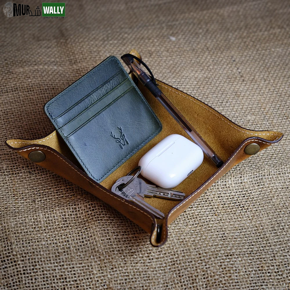 Trevi- Genuine Leather Catchall Tray, Desk Organizer