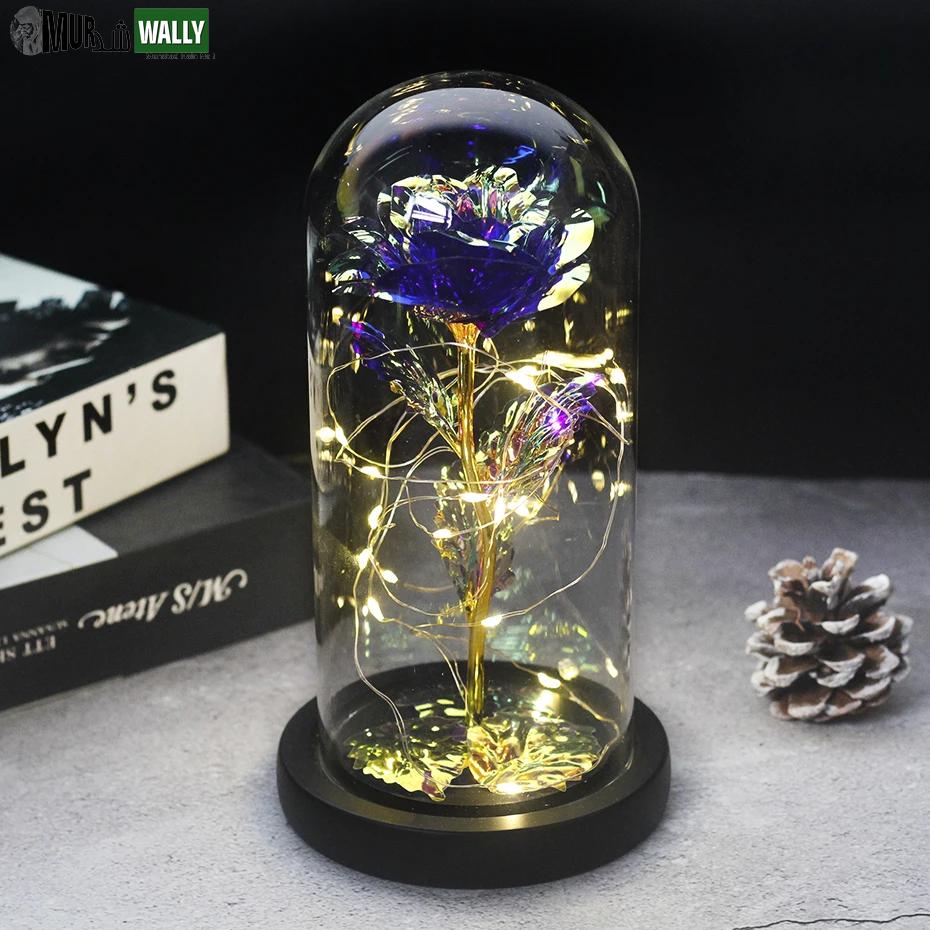 Beauty and the Beast Rose Rose in LED Glass Dome Forever Rose Red Rose Valentine'S Day Mother'S Day Special Romantic Gift