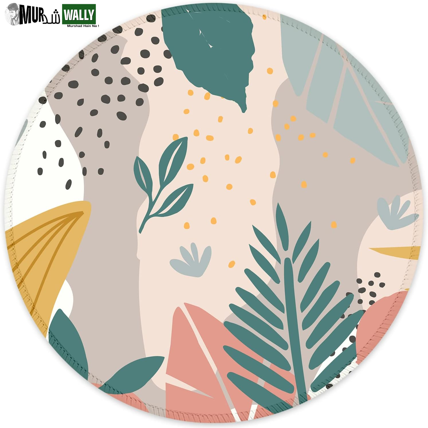 ITNRSIIET round Mouse Pad with Stitched Edge Premium-Textured Waterproof Non-Slip Rubber Base Desktop Protection Mat Diameter 8.7 Inches, Art Style Pattern
