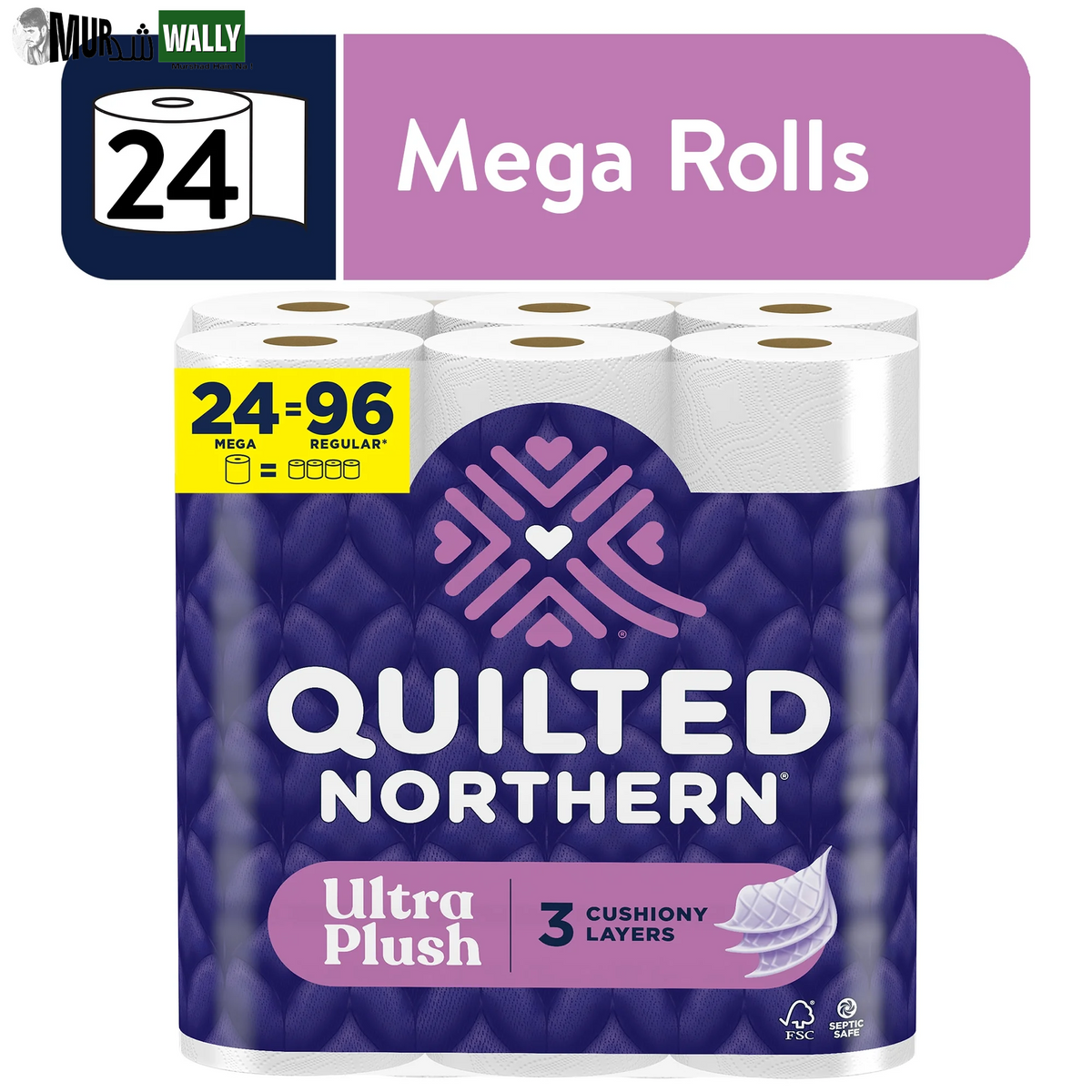 Ultra Plush 3-Ply Toilet Paper, 24 Rolls per Pack