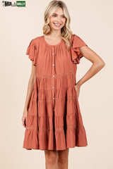 Mittoshop Lace Detail Ruffled Button down Tiered Dress