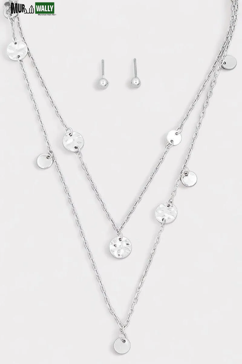 Layered Chain Coin Station Necklace Ball Jewelry Sets