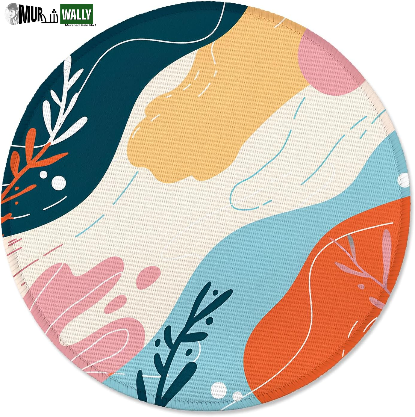 ITNRSIIET round Mouse Pad with Stitched Edge Premium-Textured Waterproof Non-Slip Rubber Base Desktop Protection Mat Diameter 8.7 Inches, Art Style Pattern