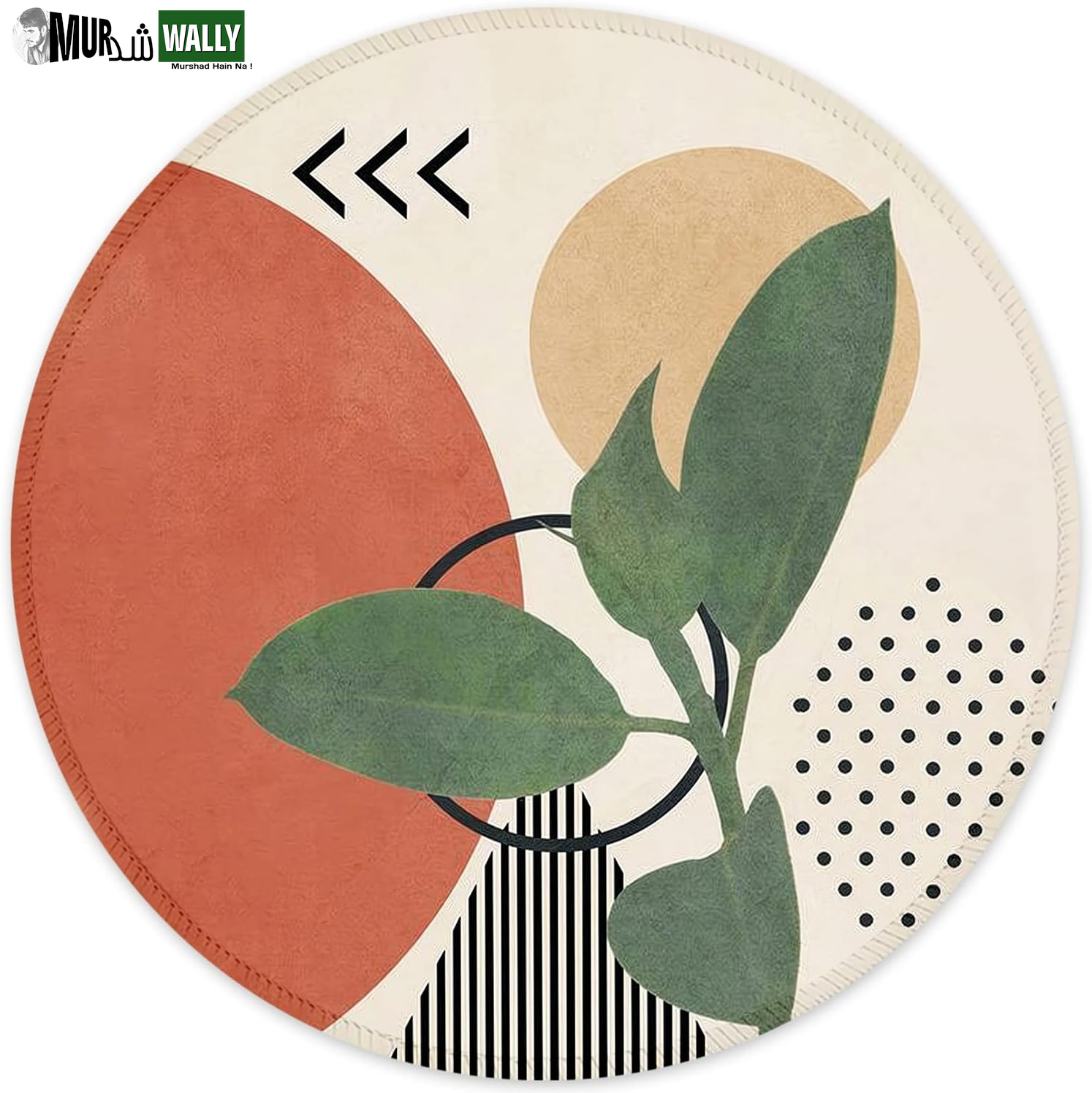 ITNRSIIET round Mouse Pad with Stitched Edge Premium-Textured Waterproof Non-Slip Rubber Base Desktop Protection Mat Diameter 8.7 Inches, Art Style Pattern