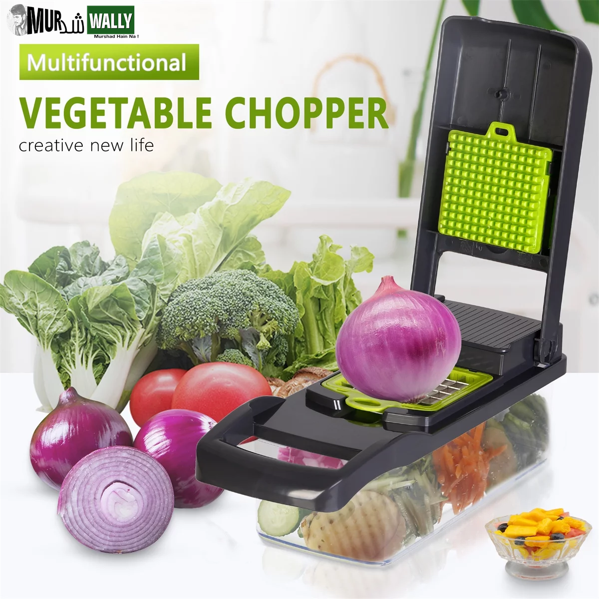 Vegetable Chopper, Multi-Functional 12-In-1 Food Chopper Onion Chopper with Draining Basket, Veggie Chopper, Kitchen Vegetable Slicer Cutter Dicer, Onion Salad Chopper Potato Slicer with Container