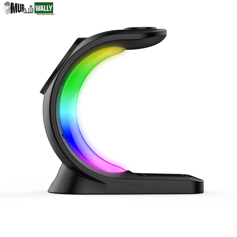 4 in 1 Magnetic Wireless Charger Fast Charging for Smart Phone Atmosphere Light Charging Station for Airpods Pro I-Phone Watch