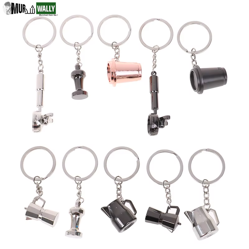 1PCS Creative Coffee Keychain Portable Coffee Machine Pitcher Keyring Coffee Handle Keyring Portable Coffeeware Accessories Gift