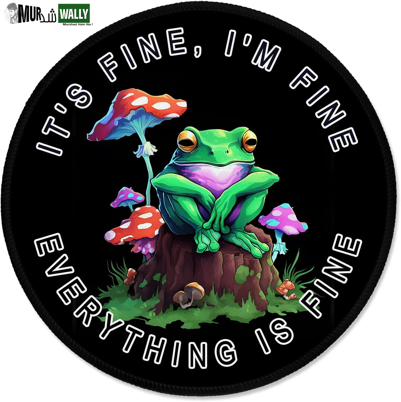 ITNRSIIET round Mouse Pad with Stitched Edge Premium-Textured Waterproof Non-Slip Rubber Base Desktop Protection Mat Diameter 8.7 Inches, Art Style Pattern