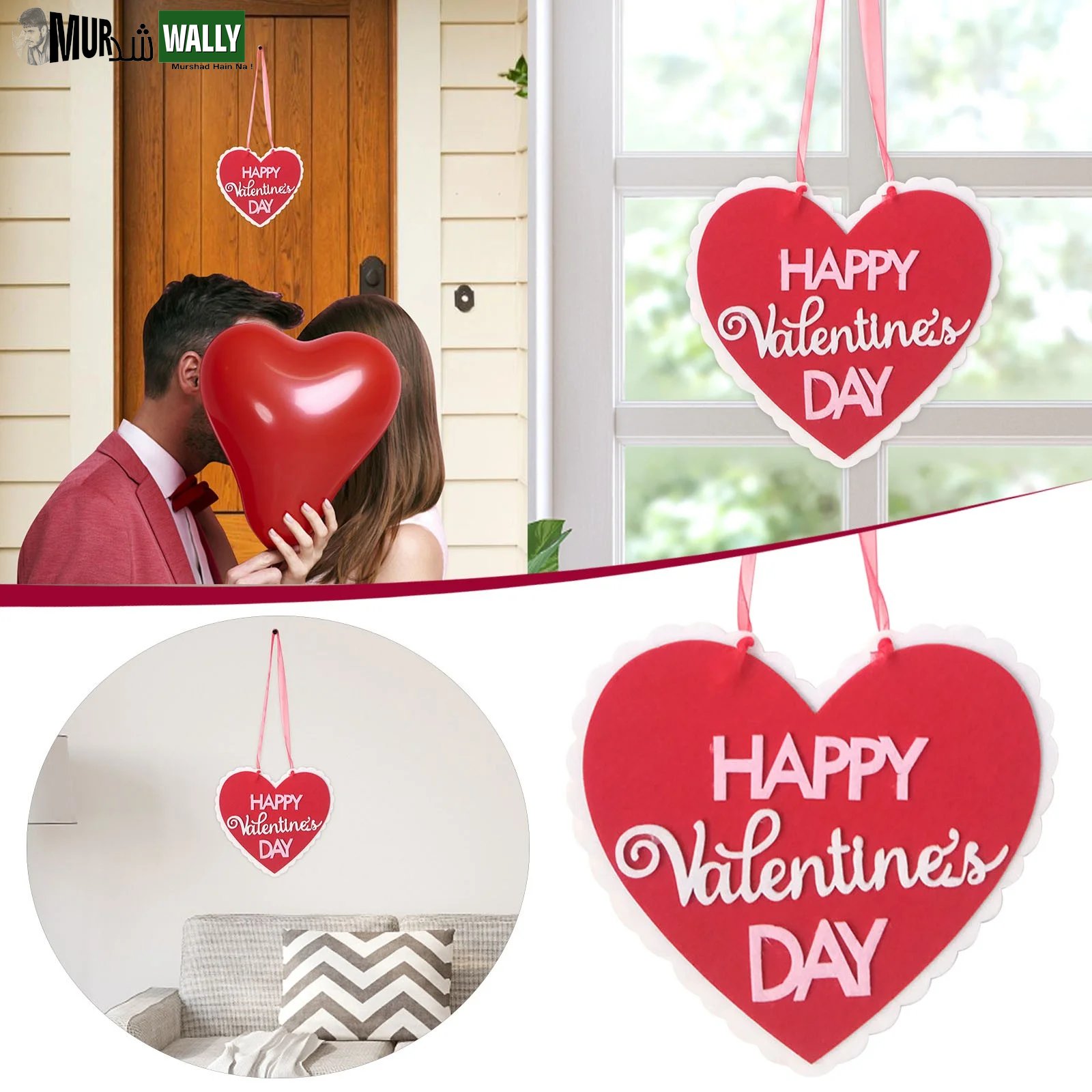 16 Inch Valentine'S Day Sign Luminous Love Heart Shape Wreath Garland with Lights Home Decorations Red Valentines Day Gifts