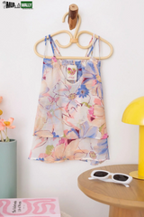 Girls Western Layered Floral Sheer Sleeveless Tops