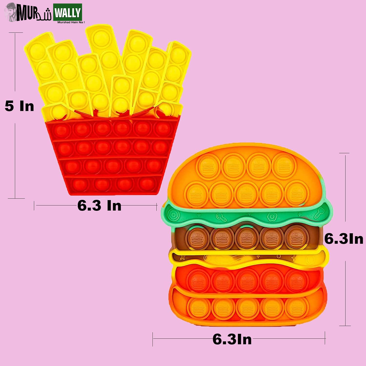 Fidget Toys Pop , Bubble Popping Sensory Fidget Toy for Adults and Children, Push Pop on It Stress Toy for Autism, Sensory Popper Educational Game Toy for Kids（Hamburger & Fries Shapes ）