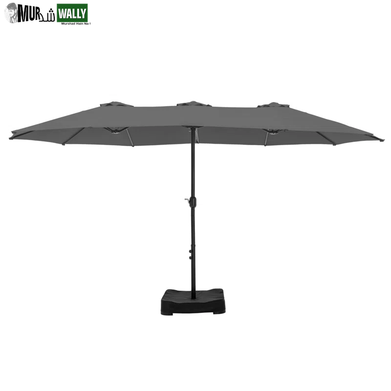 Nyasia 15 Ft X 9 Ft Rectangular Market Umbrella with Base