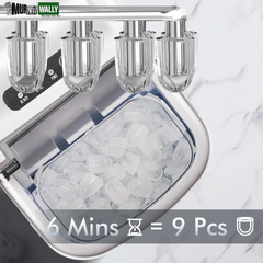26 Lbs/24H Countertop Ice Maker Machine, 9 Bullet-Shaped Ice in 6 Min, Auto-Cleaning, White