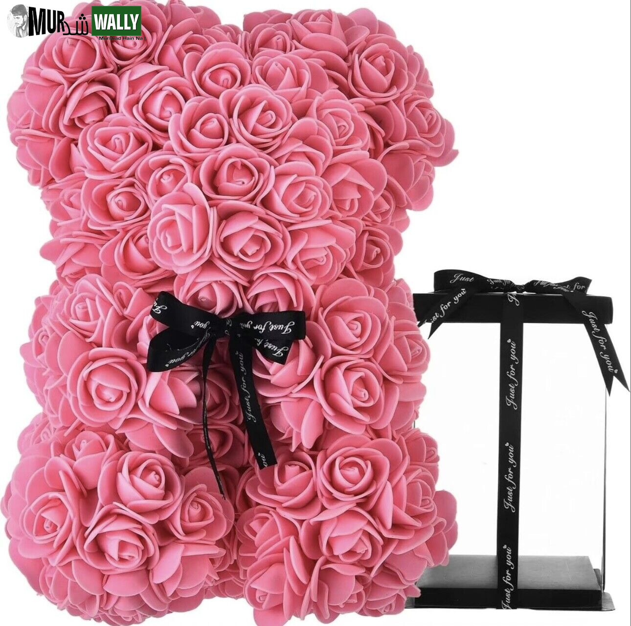 HOT Valentines Day Gift 25Cm Red Rose Teddy Bear Rose Flower Artificial Decorati