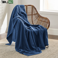 100% Cotton Blankets Twin-Xl Navy - Waffle Weave Blankets for All Seasons, 66X90 Inches