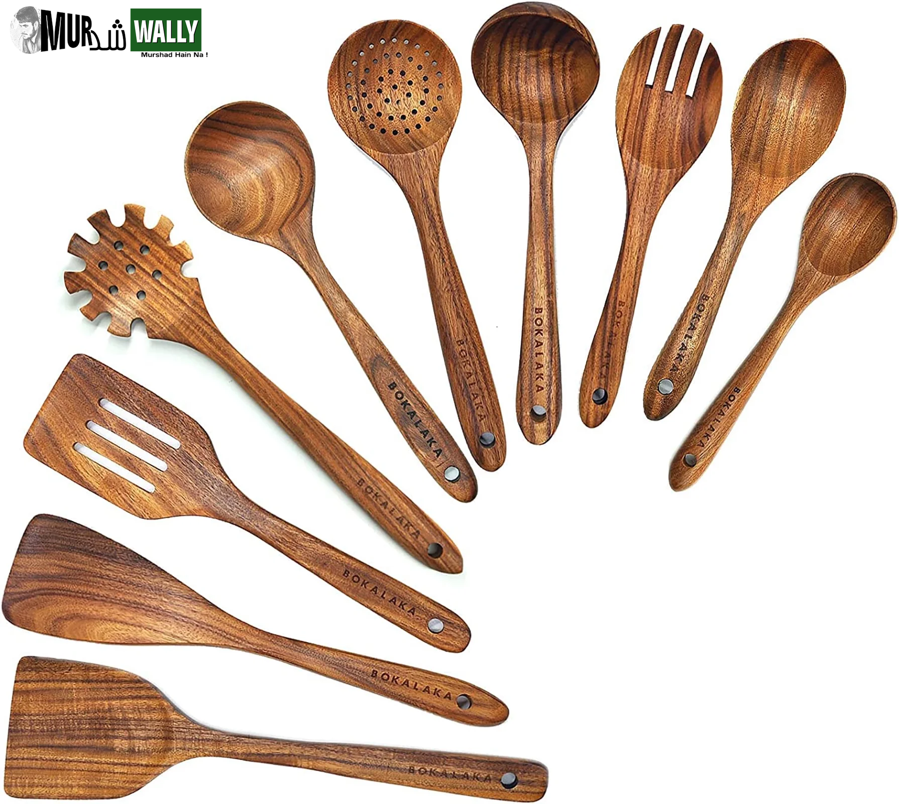 Wooden Kitchen Utensils Set (12 Pack)