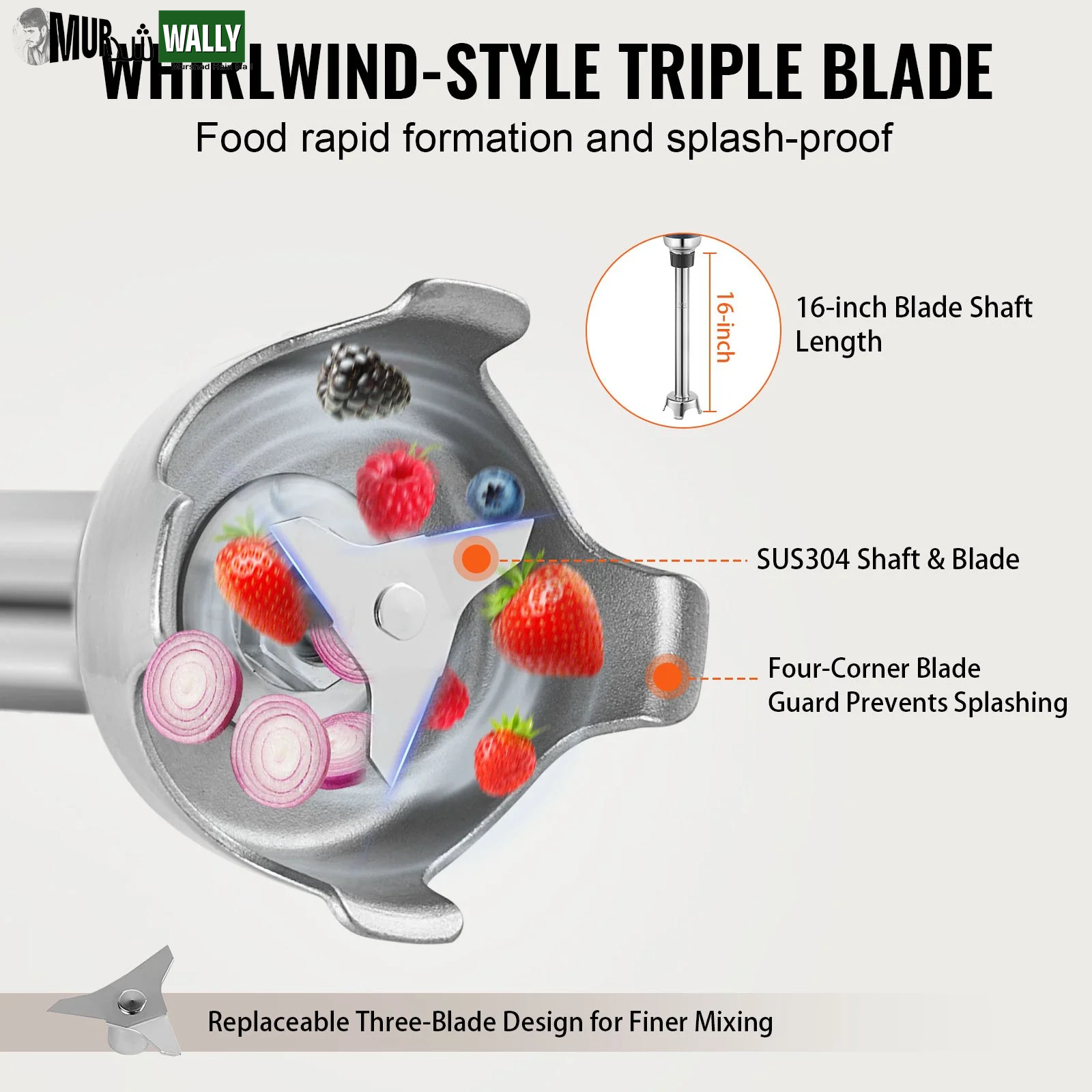 VEVOR Commercial Immersion Blender 350W Heavy Duty Hand Mixer for Soup Sauces