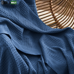 100% Cotton Blankets Twin-Xl Navy - Waffle Weave Blankets for All Seasons, 66X90 Inches