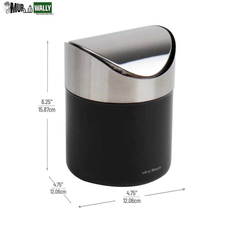 Mind Reader Mini Countertop Trash Can, 1.5L (0.40 Gal), Waste Paper Basket, Office, 4.75"L X 4.75"W X 6.25"H, 2-Pack